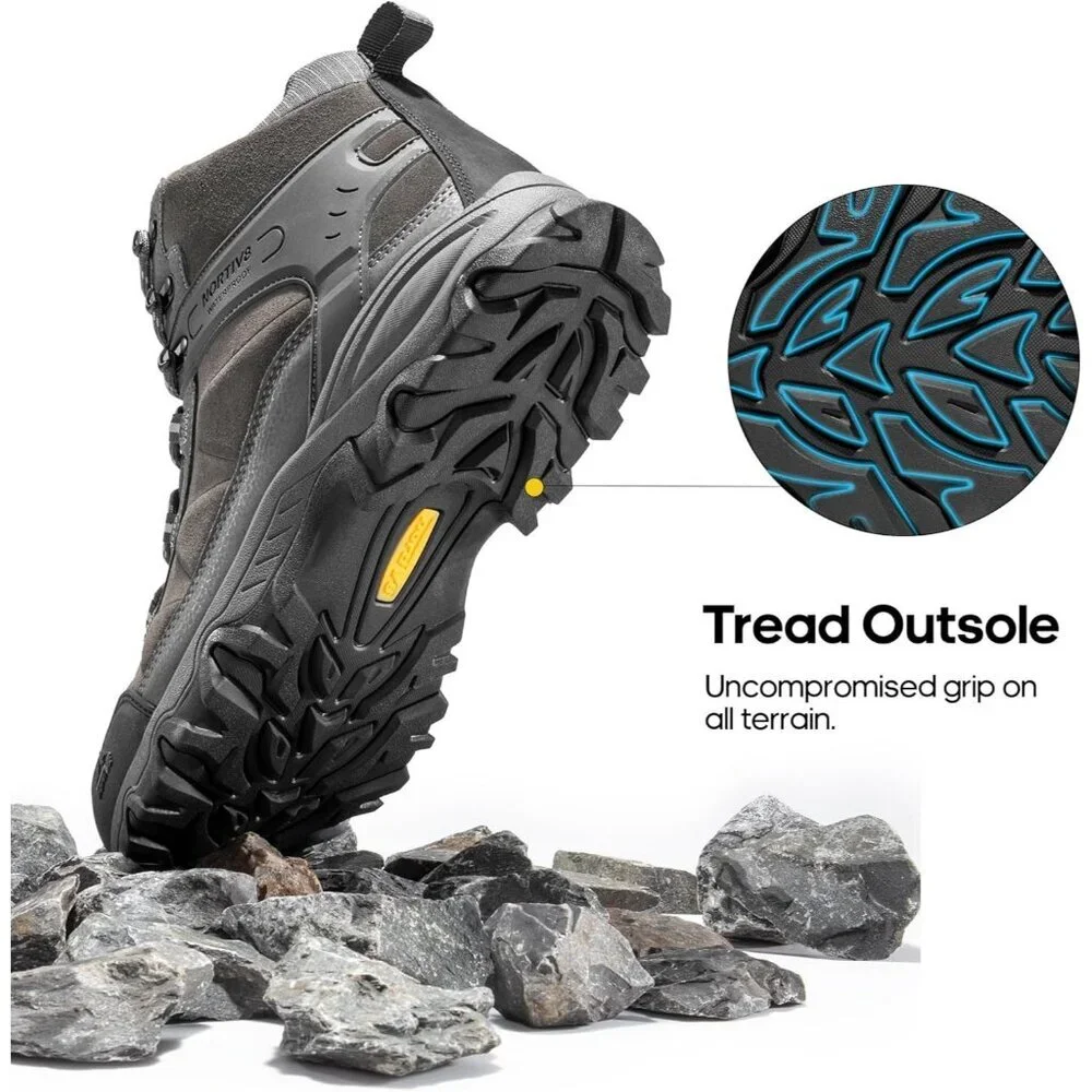 NORTIV 8 Men's Hiking Boots Mid Trekking Mountaineering Shoes Dark Grey